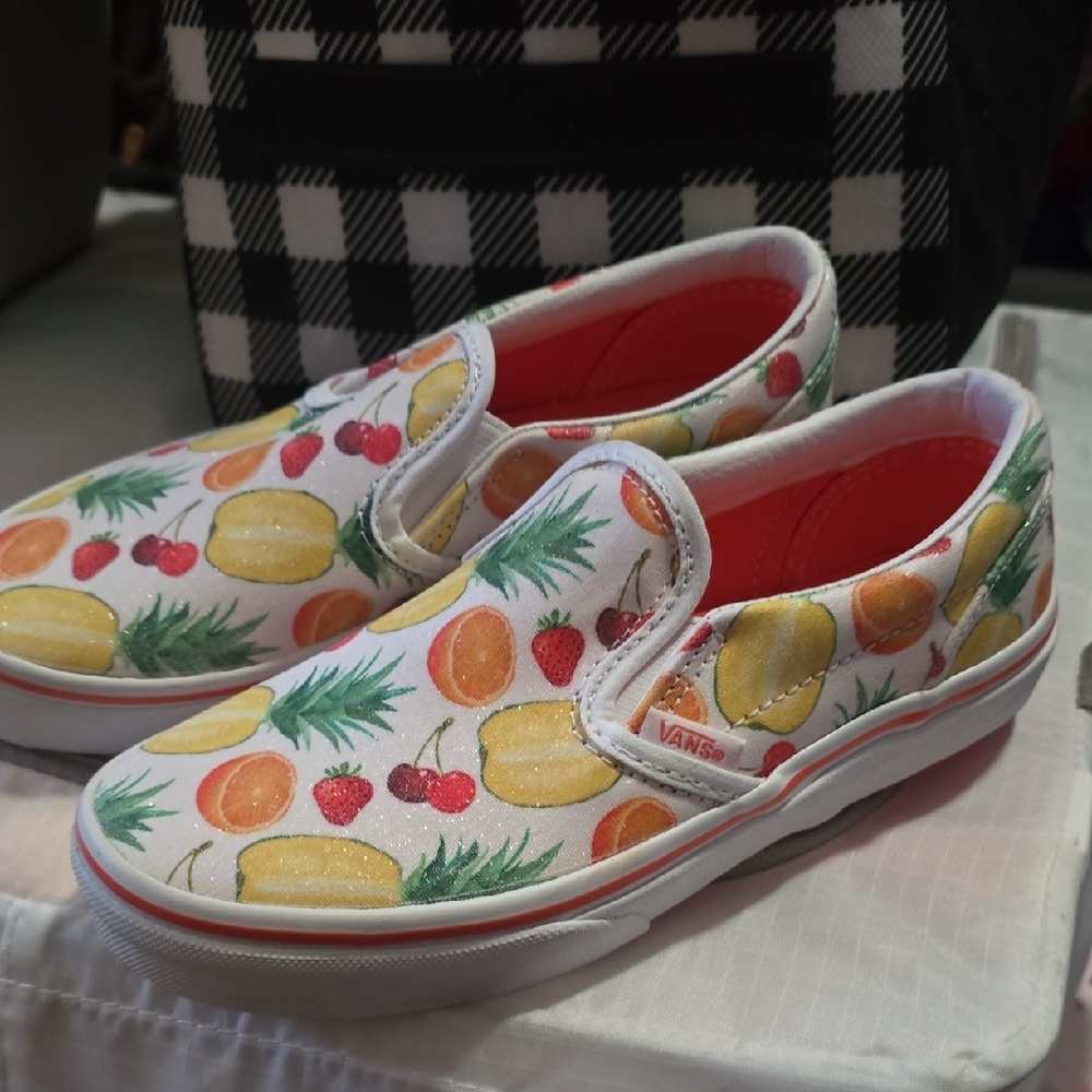 Vans Kids Tropical Fruit Slip-On Sneakers - White and Yellow
